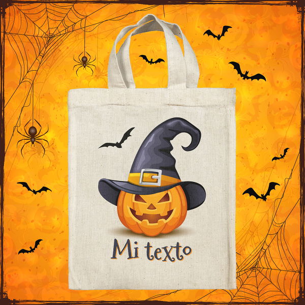 Bolsa tote bag de Halloween personalizada - Calabaza bruja