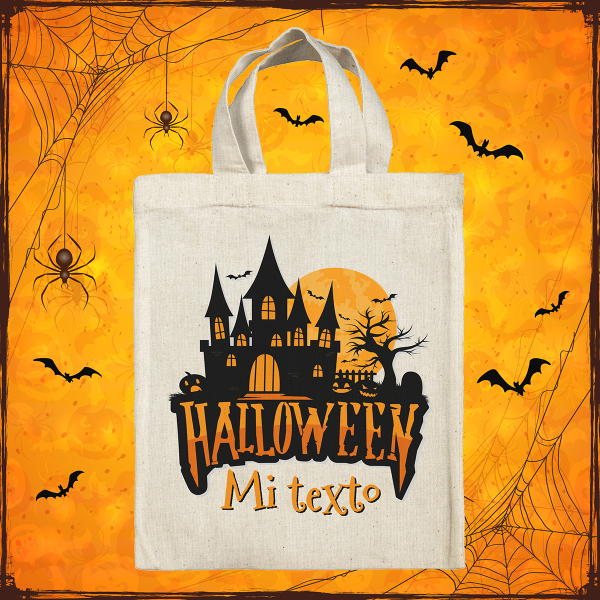 Bolsa tote bag de Halloween personalizada - Casa encantada