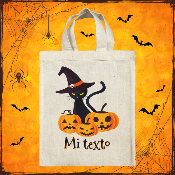 Bolsa tote bag de Halloween personalizada - Gata bruja