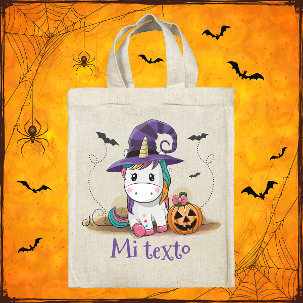 Bolsa tote bag de Halloween personalizada - Unicornio bruja