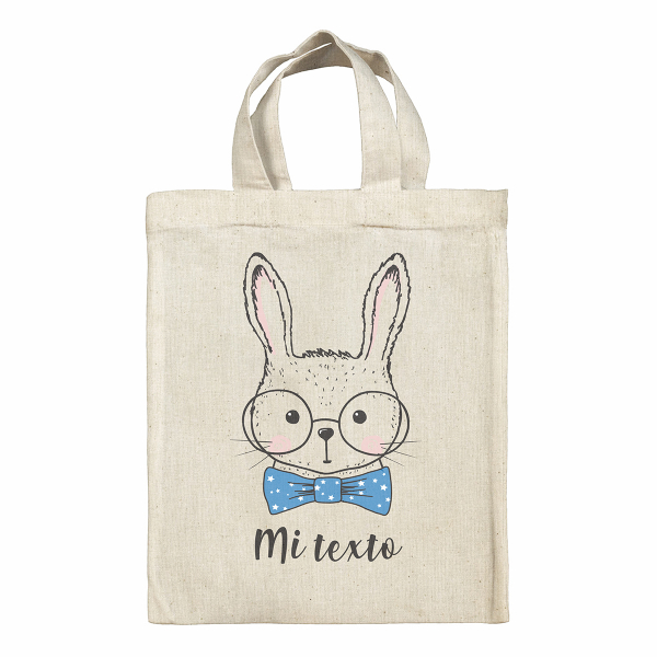 Bolsa tote bag de Pascua personalizada - Conejo con gafas