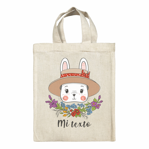 Bolsa tote bag de Pascua personalizada - Conejo con sombrero