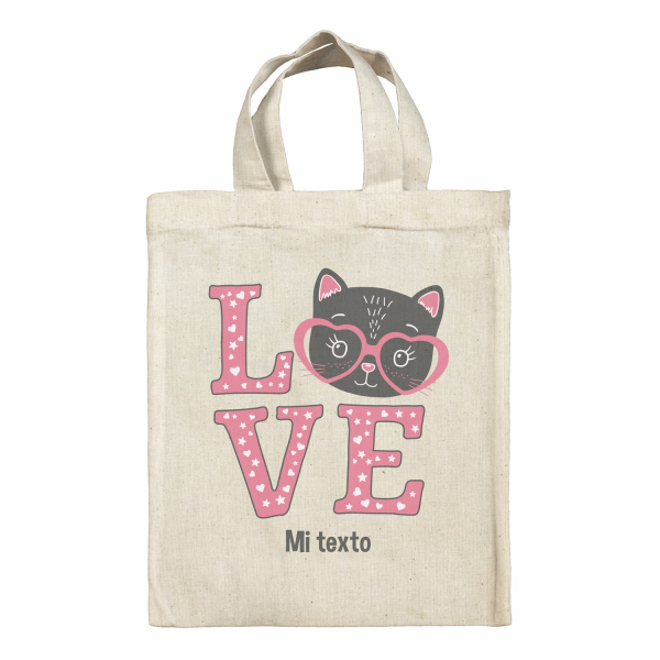 Bolsa tote bag para fiambrera personalizada - Gato amor