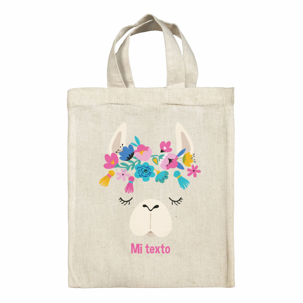 Bolsa tote bag para fiambrera personalizada - Llama con flores