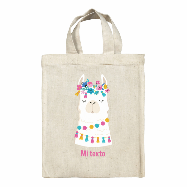 Bolsa tote bag para fiambrera personalizada - Llama con flores