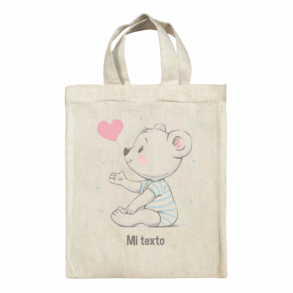 Bolsa tote bag para fiambrera personalizada - Osito con corazón