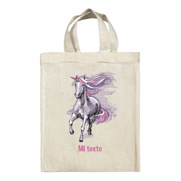 Bolsa tote bag para fiambrera personalizada - Unicornio violeta