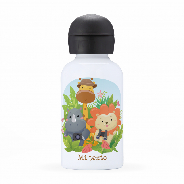 Cantimplora isotérmica personalizada para niños - Animales de la selva