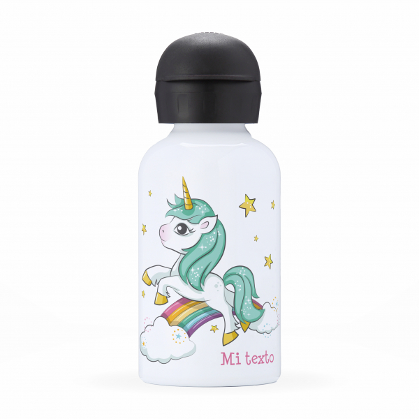 Cantimplora isotérmica personalizada para niños - Unicornio y arco iris