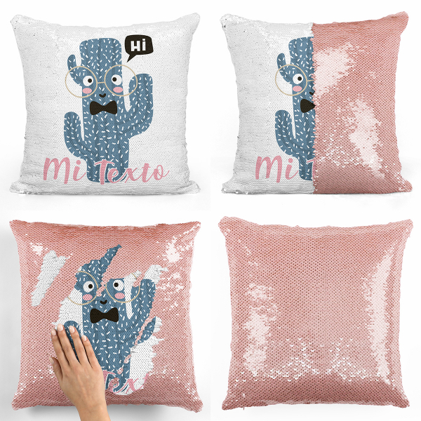 Cojín mágico con lentejuelas personalizado - Cactus
