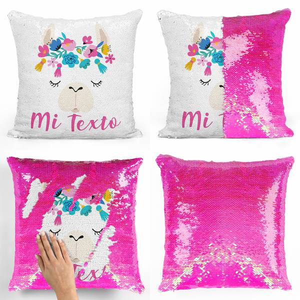 Cojín mágico con lentejuelas personalizado - Llama