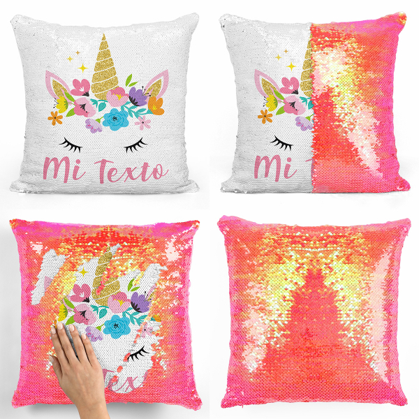 Cojín mágico con lentejuelas personalizado - Unicornio mágico