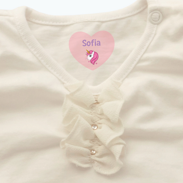 Etiquetas termoadhesivas de corazones para ropa