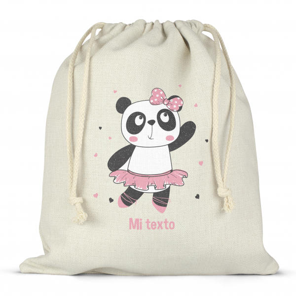 Mochila saco de cuerdas para fiambrera personalizada - Bailarina panda