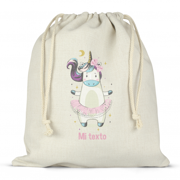 Mochila saco de cuerdas para fiambrera personalizada - Bailarina unicornio