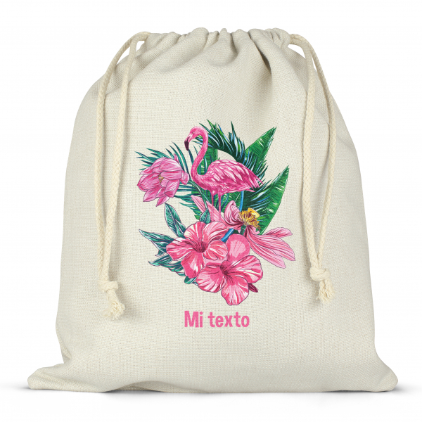 Mochila saco de cuerdas para fiambrera personalizada - Flamenco rosa