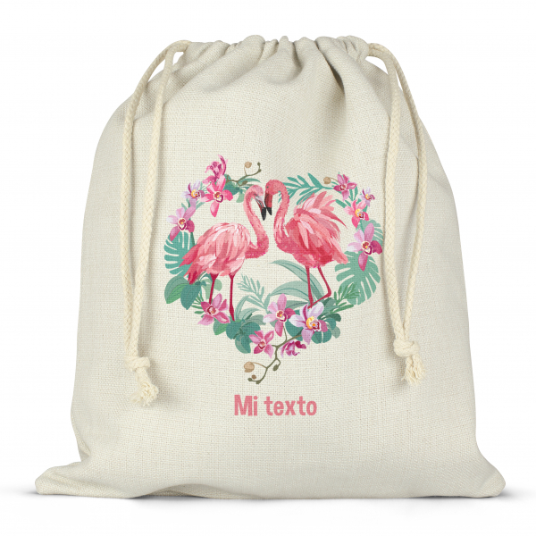 Mochila saco de cuerdas para fiambrera personalizada - Flamencos rosas