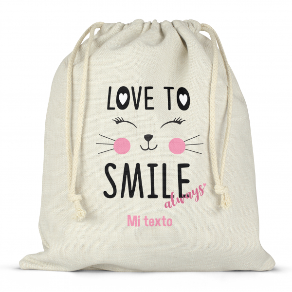 Mochila saco de cuerdas para fiambrera personalizada - Love to smile always