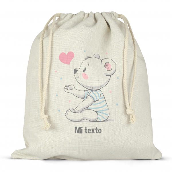 Mochila saco de cuerdas para fiambrera personalizada - Osito