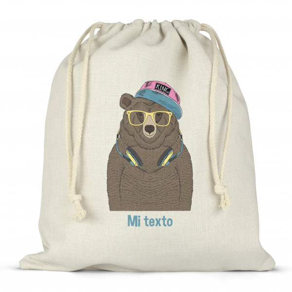Mochila saco de cuerdas para fiambrera personalizada - Oso música