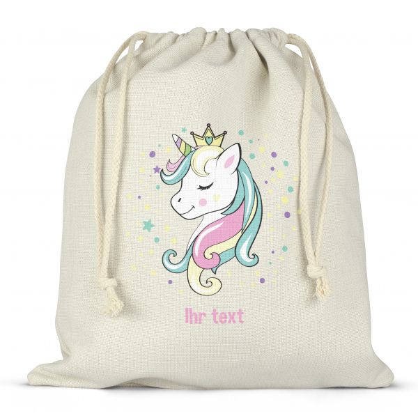 Mochila saco de cuerdas para fiambrera personalizada - Princesa unicornio
