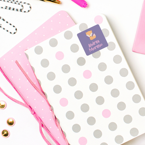 Pegatinas cuadradas de 2 líneas