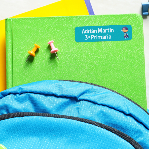 Pegatinas rectangulares de 2 líneas