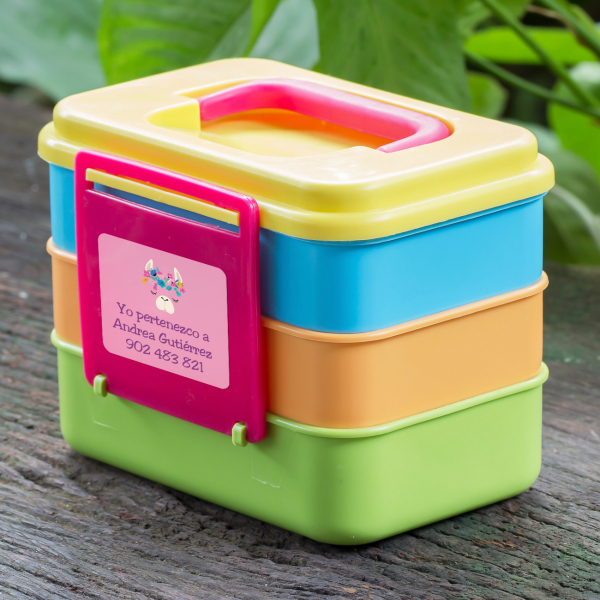 Pegatinas rectangulares de 3 líneas