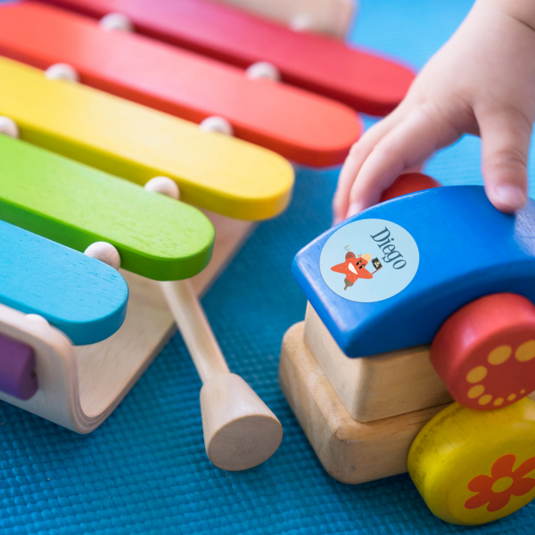 Pegatinas redondas de 1 línea