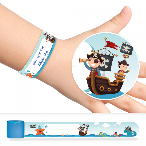 Pulsera de identificación infantil piratas