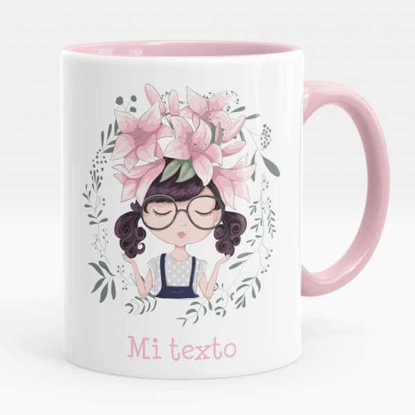 Taza personalizada - Niña pequeña flores