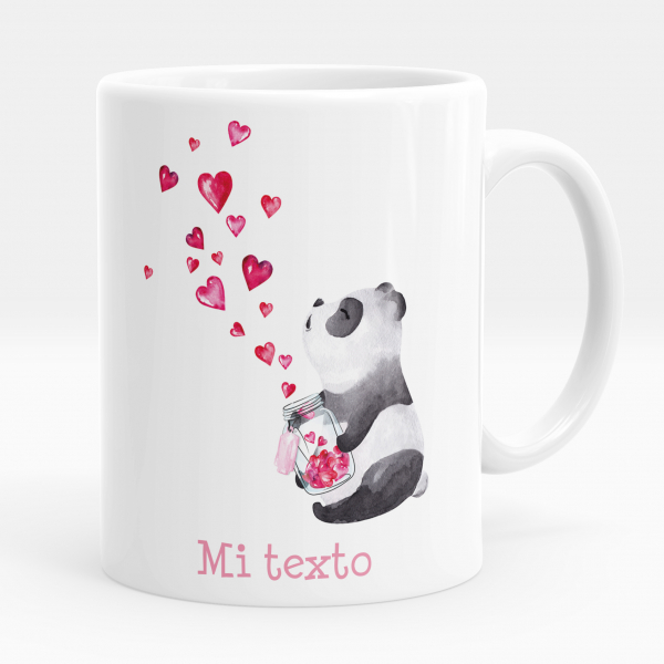 Taza personalizada - Panda corazones