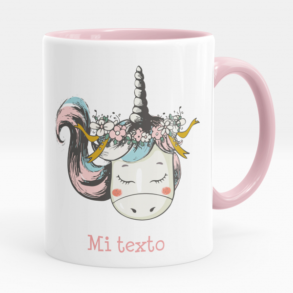 Taza personalizada - Unicornio con flores