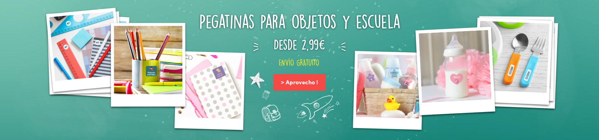 Pegatinas para objetos y escuela