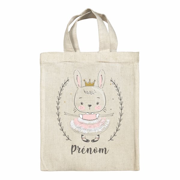 bolsa tote bag de Pascua para niños personalizable con diseño de coneja bailarina