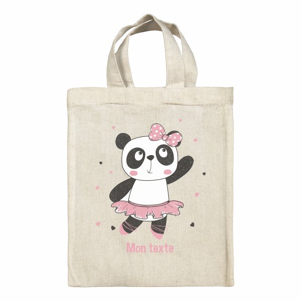 Bolsa tote bag infantil personalizable para fiambrera - bento - fiambrera con diseño de bailarina panda