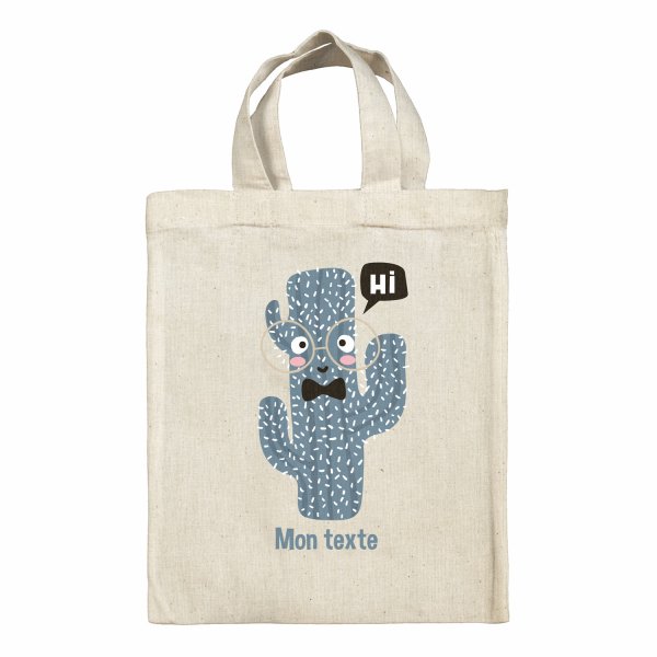 Bolsa tote bag infantil personalizable para fiambrera - bento - fiambrera con diseño de cactus