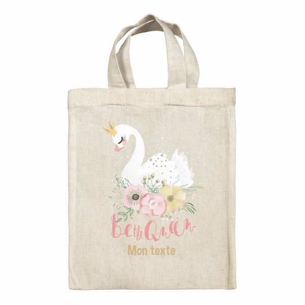 Bolsa tote bag infantil personalizable para fiambrera - bento - fiambrera con diseño de cisne Be the Queen