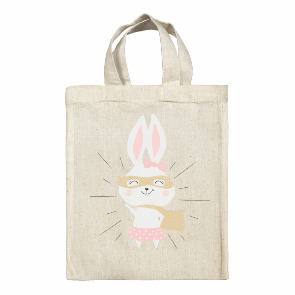 Bolsa tote bag infantil para fiambrera - bento - fiambrera con diseño de coneja superheroína