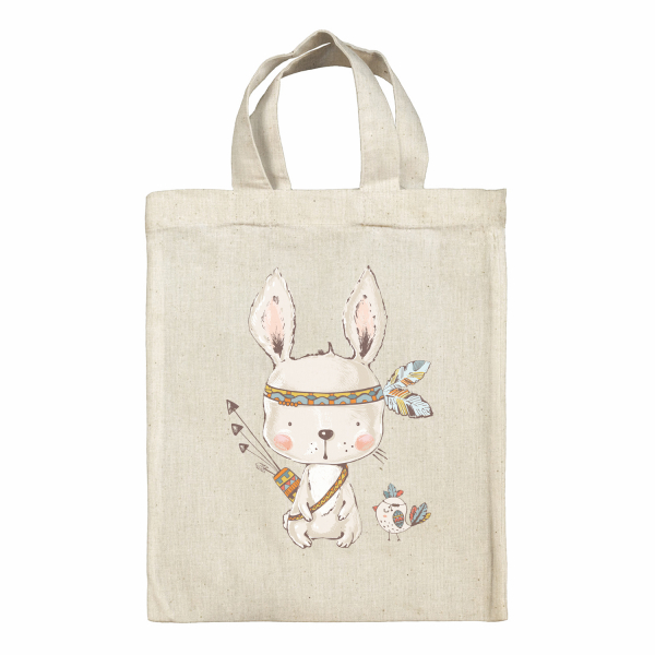 Bolsa tote bag infantil para fiambrera - bento - fiambrera con diseño de conejo indio