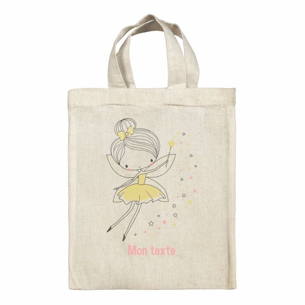 Bolsa tote bag infantil personalizable para fiambrera - bento - fiambrera con diseño de hada y estrellas