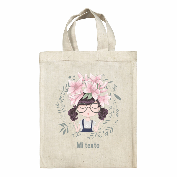 Bolsa tote bag infantil personalizable para fiambrera - bento - fiambrera con diseño de niña pequeña