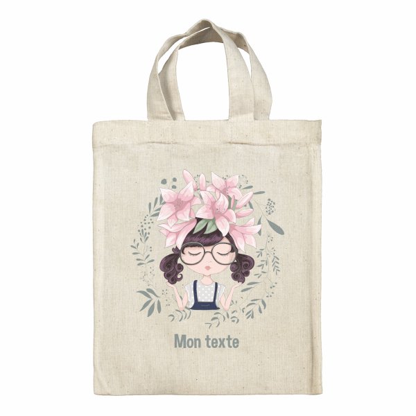 Bolsa tote bag infantil personalizable para fiambrera - bento - fiambrera con diseño de niña pequeña