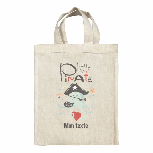 Bolsa tote bag infantil personalizable para fiambrera - bento - fiambrera con diseño de pequeño pirata