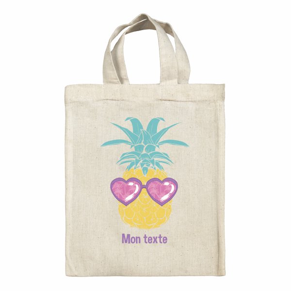 Bolsa tote bag infantil personalizable para fiambrera - bento - fiambrera con diseño de piña