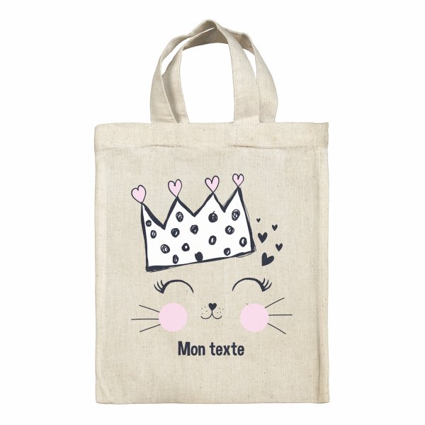 Bolsa tote bag infantil personalizable para fiambrera - bento - fiambrera con diseño de reina de los gatos