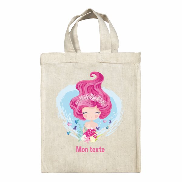 Bolsa tote bag infantil personalizable para fiambrera - bento - fiambrera con diseño de sirena