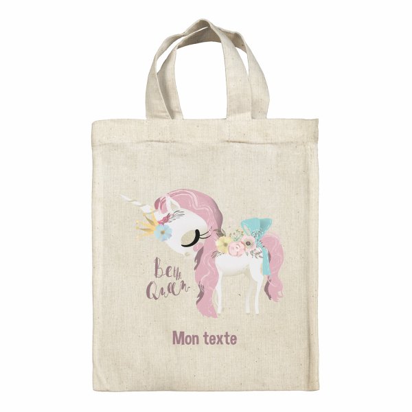 Bolsa tote bag infantil personalizable para fiambrera - bento - fiambrera con diseño de unicornio Be the Queen
