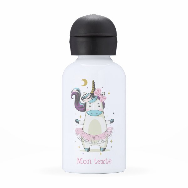 Botella isotérmica personalizada para niños con diseño de bailarina unicornio
