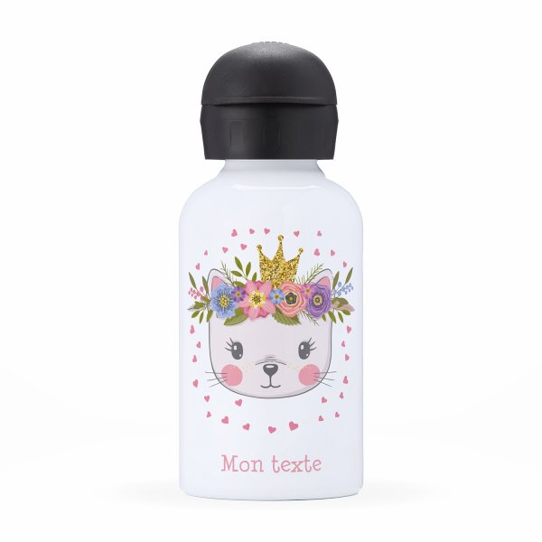 Botella isotérmica personalizada para niños con diseño de gatita princesa